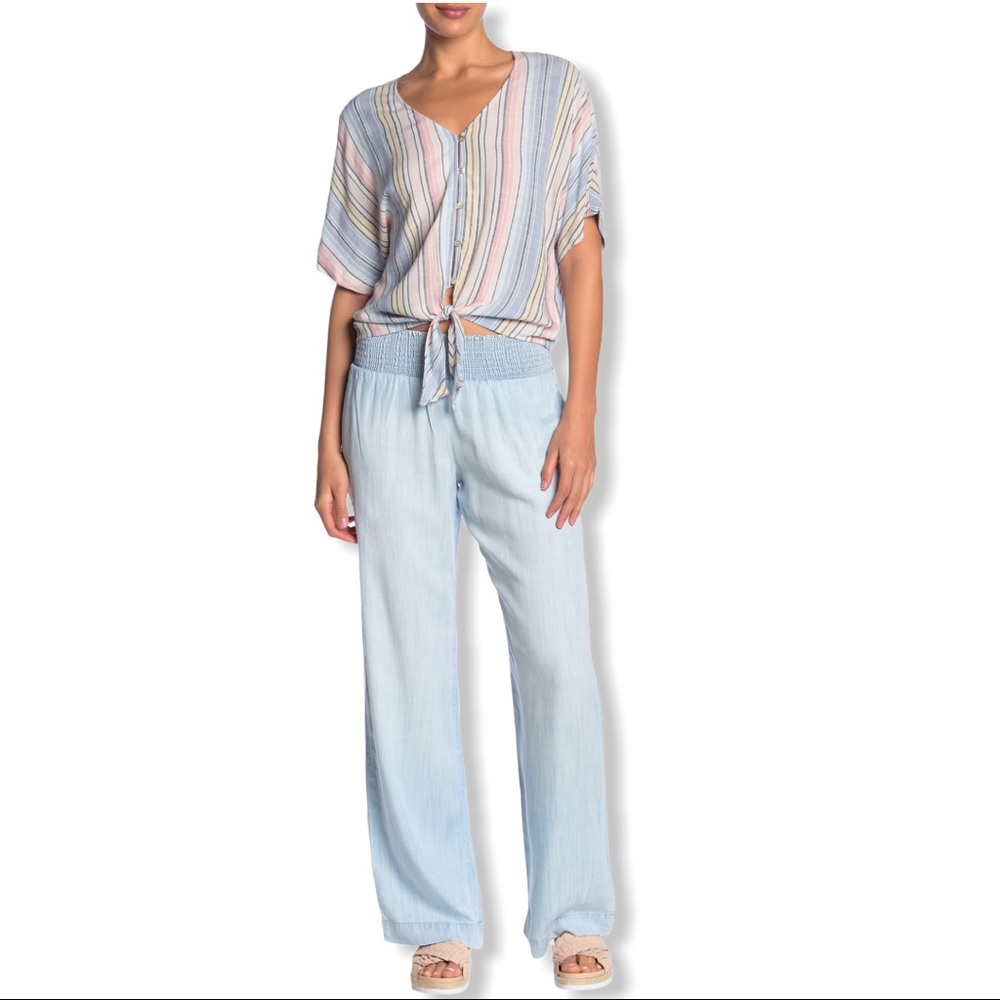 Cloth & Stone Smocked Wide Leg Pants Sun Wash XL